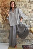 Sundaze Cheesecloth Chalk Stripe Boyfriend Shirt Mocha & White